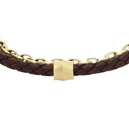 Bracelet homme 21.9cm fossil all stacked up cuir brun – bracelets homme