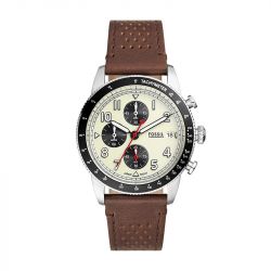 Montre chronographe homme fossil tourer cuir brun - chronographes - edora - 0