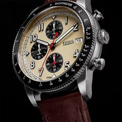 Montre chronographe homme fossil tourer cuir brun - chronographes - edora - 4