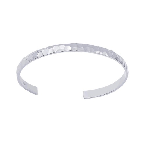 Bracelet Jonc Femme LES CADETTES MARTELLE Laiton Argenté