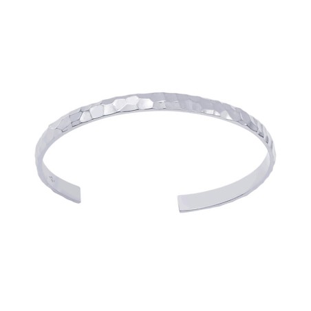 Bracelet jonc femme les cadettes martelle laiton argenté – joncs
