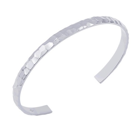Bracelet Jonc Femme LES CADETTES MARTELLE Laiton Argenté