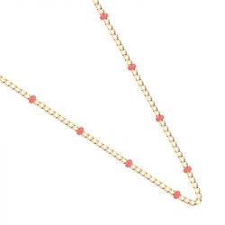 Chaîne femme les cadettes chaine colorÉe corail laiton doré - chaines - edora - 1