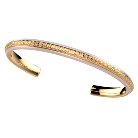 Bracelet Jonc Femme LES CADETTES SUNSET BLANC Laiton Doré