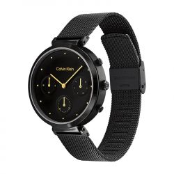 Montre chronographe femme calvin klein minimalist acier milanais noir 25200288 - chronographes - edora - 1