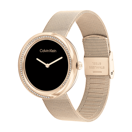 Montre femme calvin klein sculptural acier doré rose 25200151 – analogiques