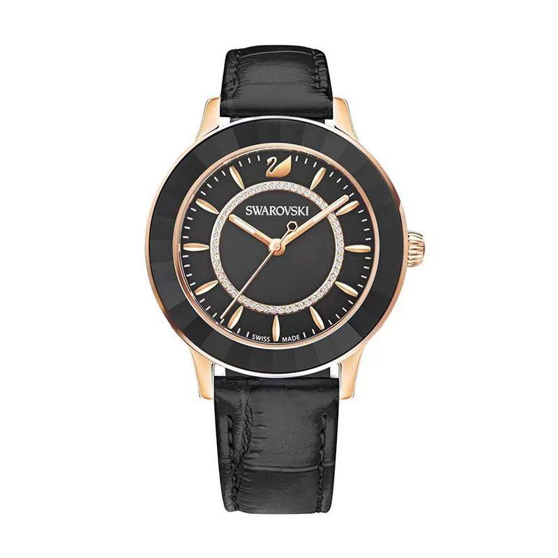 Montre femme swarovski octea lux noir cuir noir - analogiques - edora Montre femme swarovski octea lux noir cuir noir - analogiques - edora