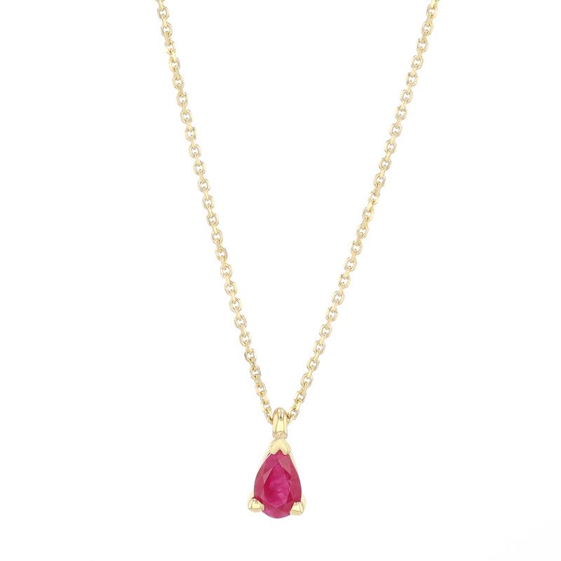 Collier femme solitaire edora or 750/1000 jaune et rubis edoa15420 - plus-de-colliers-femmes - edora