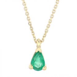 Collier femme solitaire edora or 750/1000 jaune et Émeraude  edoa15520 - plus-de-colliers-femmes - edora - 1