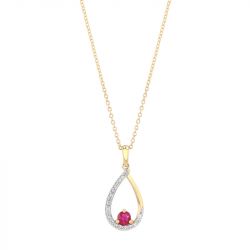Collier femme goutte edora or 750/1000 jaune,  rubis et diamants edoa16020 - plus-de-colliers-femmes - edora - 0