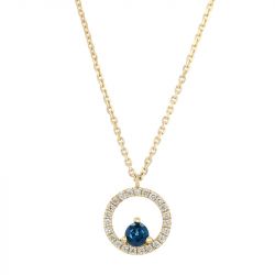 Collier femme solitaire edora or 750/1000 jaune, saphir et diamants edoc81623 - plus-de-colliers-femmes - edora - 0