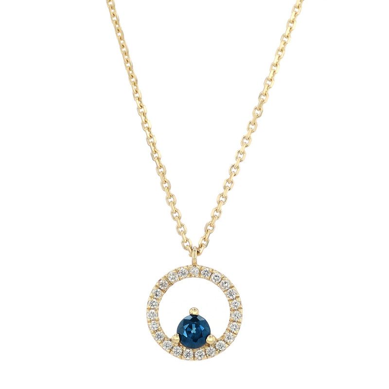 Collier femme solitaire edora or 750/1000 jaune, saphir et diamants edoc81623 - plus-de-colliers-femmes - edora