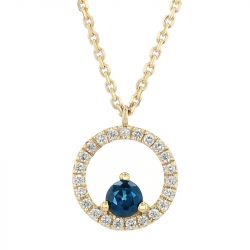 Collier femme solitaire edora or 750/1000 jaune, saphir et diamants edoc81623 - plus-de-colliers-femmes - edora - 1