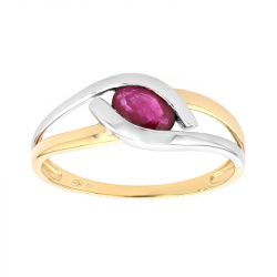 Bague femme edora or 750/1000 bicolore et rubis edok00819 - solitaires - edora - 0
