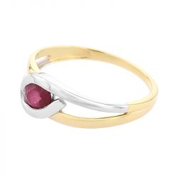 Bague femme edora or 750/1000 bicolore et rubis edok00819 - solitaires - edora - 1