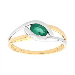 Bague femme edora or 750/1000 bicolore et emeraude edok00919 - solitaires - edora - 0