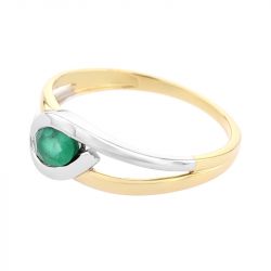 Bague femme edora or 750/1000 bicolore et emeraude edok00919 - solitaires - edora - 1