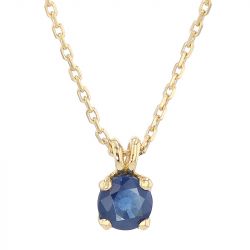 Collier femme solitaire edora or 750/1000 jaune et saphir edoa15020 - plus-de-colliers-femmes - edora - 1