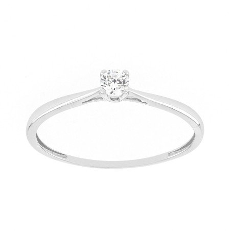 Bague femme solitaire or 375/1000 blanc et oxyde – solitaires femme