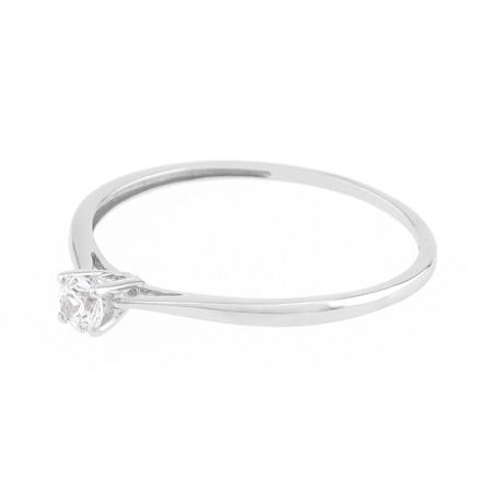 Bague Femme Solitaire OR 375/1000 Blanc et Oxyde