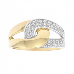 Bague femme edora or 375/1000 bicolore diamant - bagues-femmes - edora - 1