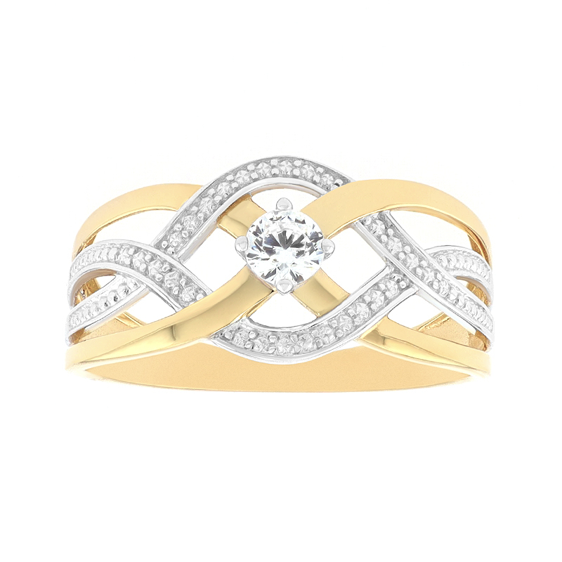 Bague femme edora or 375/1000 bicolore oxyde de zirconium - bagues-femmes - edora