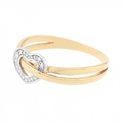 Bague femme cœur edora or 375/1000 bicolore - plus-de-bagues-femmes - edora - 1