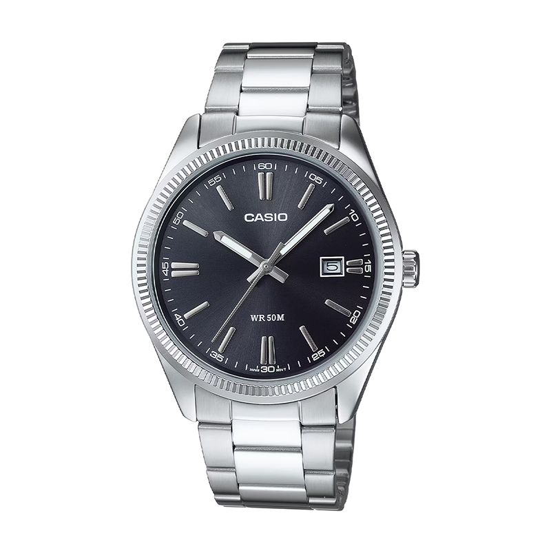 Montre homme casio classic noir acier argenté - analogiques - edora