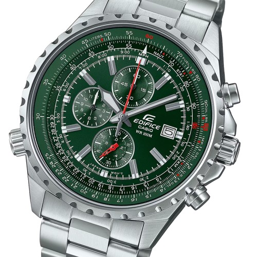Montre Chronographe Homme CASIO EDIFICE CHRONO VERT Acier Argenté