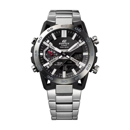 Montre connectée ana-digitale solaire homme casio édifice sospensione acier argenté – connectées