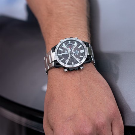 Montre connectée ana-digitale solaire homme casio édifice sospensione acier argenté – connectées