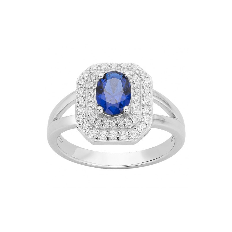 Bague femme entourage edora argent 925/1000 et spinelle bleue edo70100647 - bagues-femmes - edora