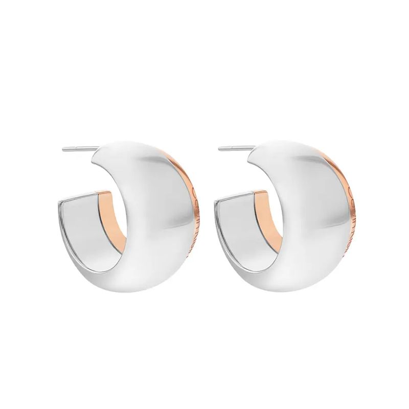 Boucles d'oreilles femme créoles calvin klein  timeless refine acier bicolore 35000614 - boucles-d-oreilles-femme - edora
