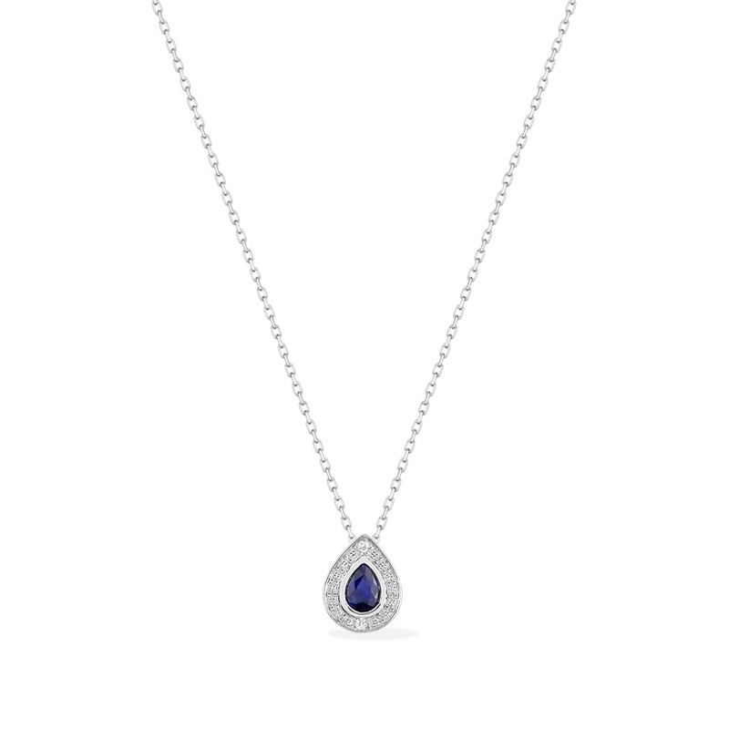 Collier femme edora or750/1000 blanc, saphir et diamants edomn501gsb4 - colliers-femme - edora