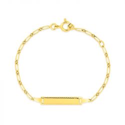 Bracelet bébé gourmette  edora  or 375/1000 jaune maille alternée edo630019.4-14 - gourmettes - edora - 0