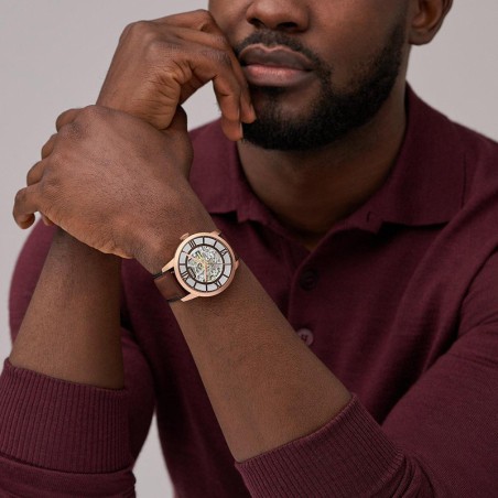 Montre homme fossil automatique cuir marron me3259 – accueil