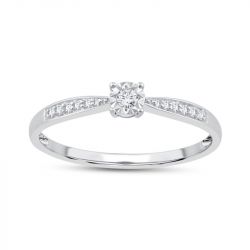 Bague femme solitaire accompagné cavrois uni-d or 375/1000 blanc et diamants cr77470d9w - solitaires - edora - 0