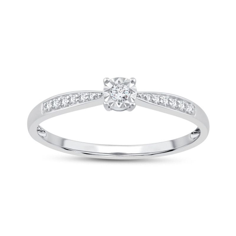 Bague femme solitaire accompagné cavrois uni-d or 375/1000 blanc et diamants cr77470d9w - solitaires - edora