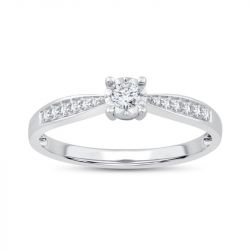 Bague femme solitaire accompagné cavrois uni-d or 375/1000 blanc et diamants cr77471d9w - solitaires - edora - 0