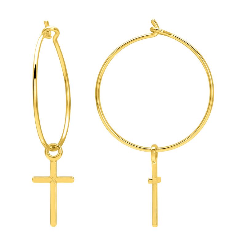 Boucles d'oreilles femme créoles croix edora plaqué or edo135706 - creoles - edora