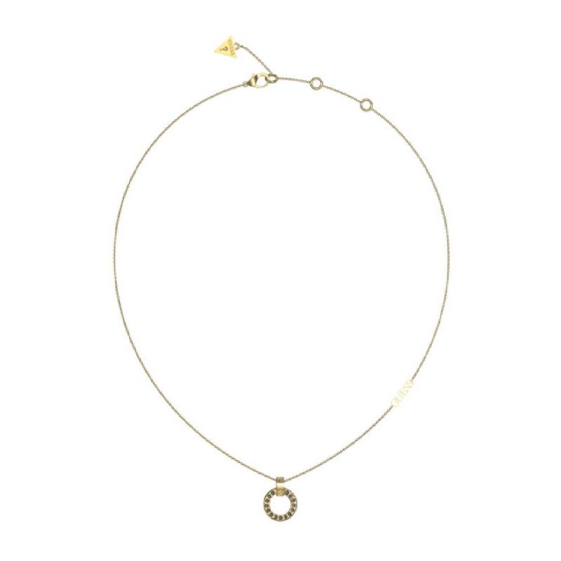Collier femme guess bijoux circle lights acier doré et strass jubn03159jwyg - colliers-femme - edora