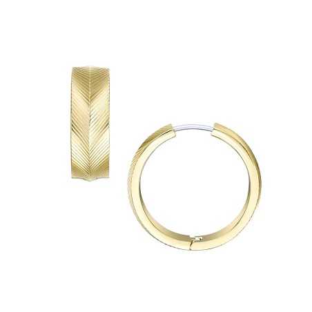 Boucles d'oreilles femme créoles fossil harlow linear texture acier doré jf04537710 – créoles