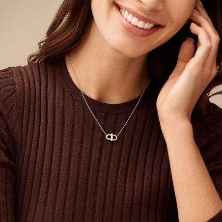 Collier femme fossil heritage d-link acier doré et brillants jf04582710 – colliers femme