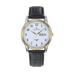 Certus montre homme acier bicolore cuir noir 611303 - montres-homme - edora - 0