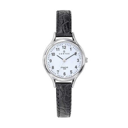 Montre femme certus  acier cuir noir 644549 – montres femme