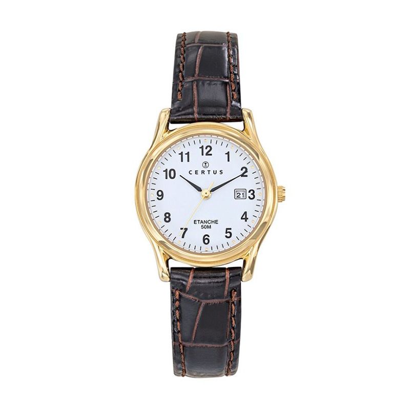 Montre femme certus acier doré cuir marron 646330 - montres-femme - edora
