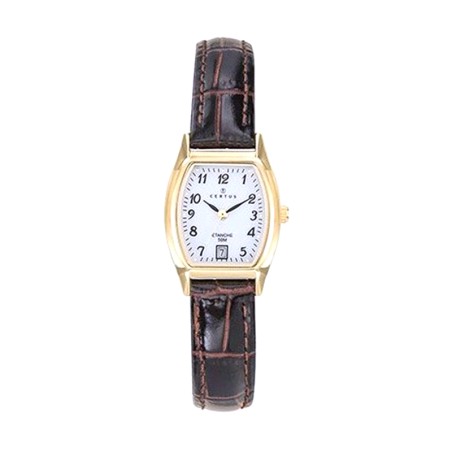 Montre femme certus acier doré et cuir marron 646600 – montres femme
