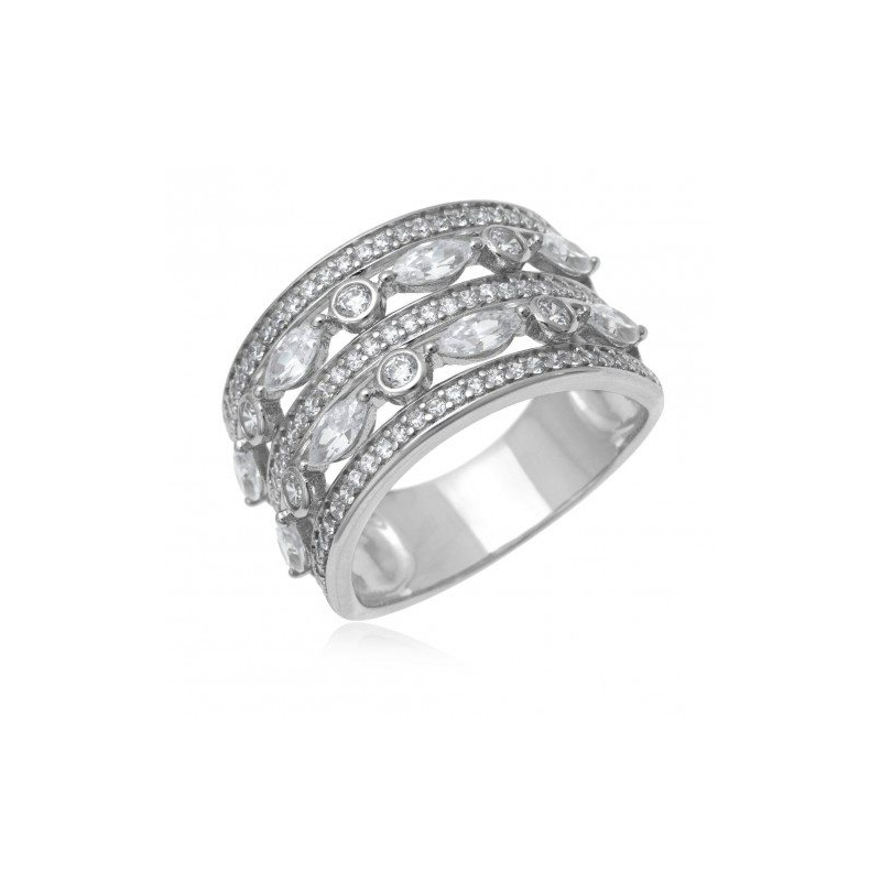 Bague femme edora argent 925/1000 argenté et oxydes h0100003 - bagues-femmes - edora