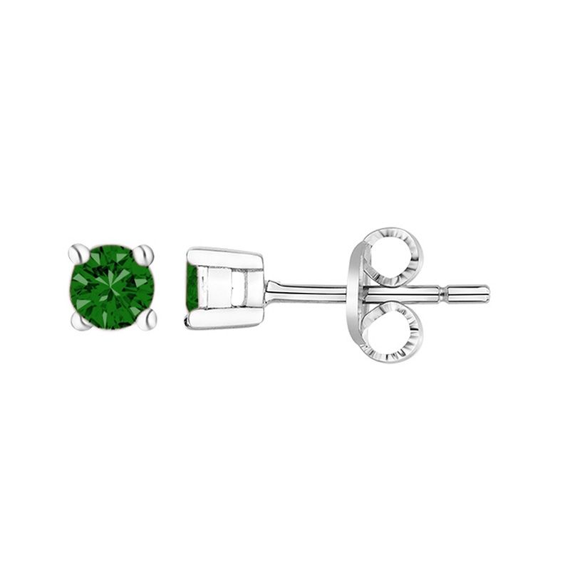 Boucles d'oreilles femme puces edora argent 925/1000 argenté et spinelle verte 70400447 - boucles-d-oreilles-femme - edora