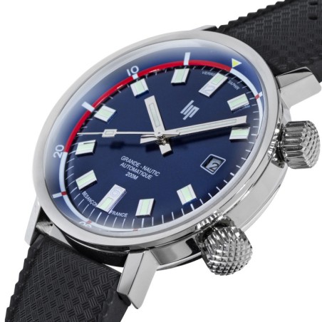 Montre homme automatique lip grande nautic ski 41mm silicone noir 671521 – montre vintage homme casio